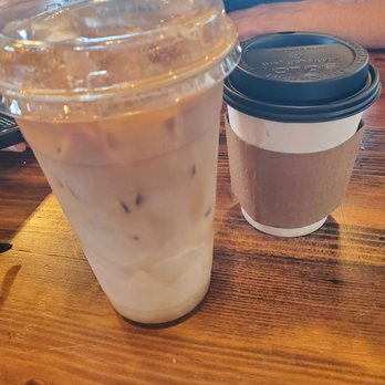 Yorgo's Bageldashery - Ice lavender latte with oatmilk & a cappuccino - Bagels Near Me - Norfolk, Virginia