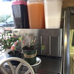 Tienda Mexicana Los Amigos - Don't remember what the red one is (maybe chicha morada), cantaloupe, and horchata (mmm..)
