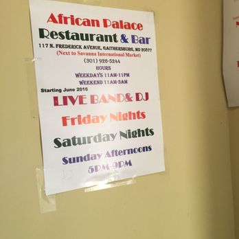 African Palace Restaurant & Bar - Live Music sign - African Near Me - Gaithersburg, Maryland
