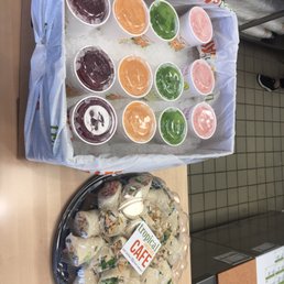 4 different kinds of wraps and 4 different smoothies.