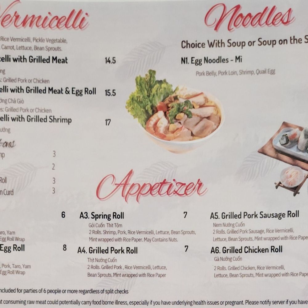 Pho Leo & Grill - One page of the menu - Vietnamese Near Me - San Diego, California