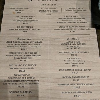 Jackie B's - Menu front - Cocktail Bars Near Me - Scarsdale, New York Jackie B's - Menu front - Cocktail Bars Near Me - Scarsdale, New York