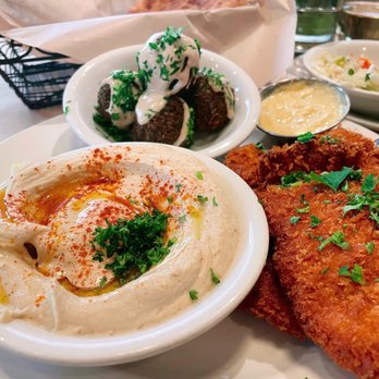 Oren's Hummus - Chicken Schnitzel with Green Herb Falafel and Hummus Classic - Mediterranean Near Me - San Francisco, California Oren's Hummus - Chicken Schnitzel with Green Herb Falafel and Hummus Classic - Mediterranean Near Me - San Francisco, California