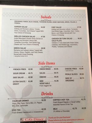 Menu photo 3 Ca's Diner Weaverville, NC