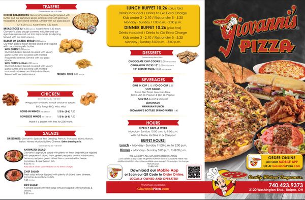Menu photo 1 Giovanni's Pizza Belpre, OH Menu photo 1 Giovanni's Pizza Belpre, OH