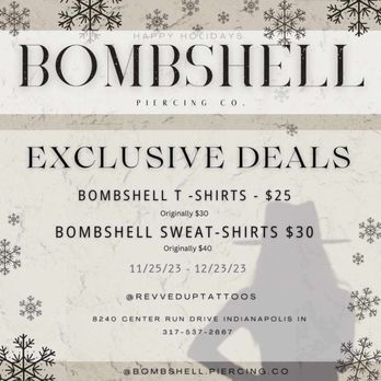 Revved Up Tattoos - @bombshell.piercing.co tshirts are $25 each and sweatshirts are $30 each! - Piercing Near Me - Indianapolis, Indiana Revved Up Tattoos - @bombshell.piercing.co tshirts are $25 each and sweatshirts are $30 each! - Piercing Near Me - Indianapolis, Indiana