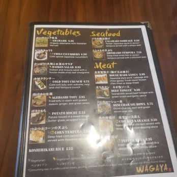 Wagaya - Menu - Ramen Near Me - Honolulu, Hawaii