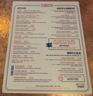 Menu photo 1 3 Sheets New York, NY