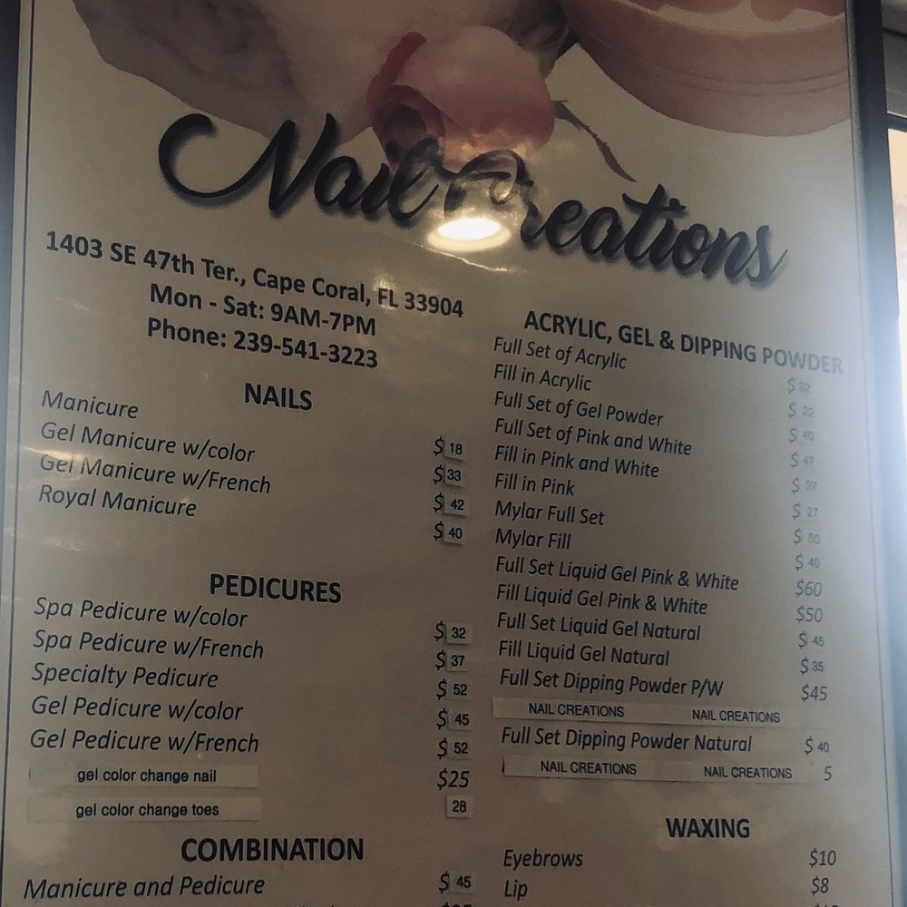 Nail Creations - Price list - Nail Salons Near Me - Cape Coral, Florida