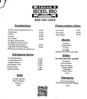 Menu photo 4 Nickel BBQ Floresville, TX