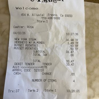 The Meat Market - The receipt for the slimy smelly meat they refuse to refund. - Meat Shops Near Me - Fresno, California The Meat Market - The receipt for the slimy smelly meat they refuse to refund. - Meat Shops Near Me - Fresno, California