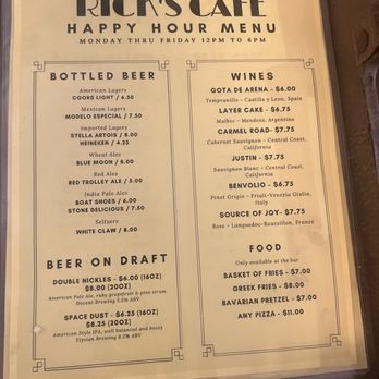 Rick's Cafe - Menu 07/2024 - American Near Me - San Juan Capistrano, California