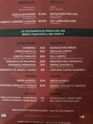 Menu photo 1 La Pampa Cabo San Lucas, BCS