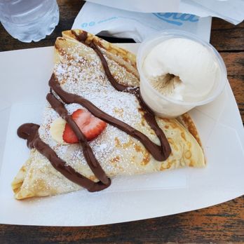 Olala Crepes - A La Folie: chocolate, bananas, strawberries, vanilla ice cream - Creperies Near Me - San Diego, California Olala Crepes - A La Folie: chocolate, bananas, strawberries, vanilla ice cream - Creperies Near Me - San Diego, California