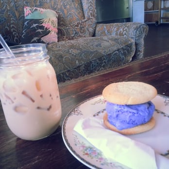 ChadLou's Coffee Roasters - 12oz iced coconut vanilla latte with an Ube ice cream sandwich, AMAZING! - Coffee & Tea Near Me - Kailua, Hawaii