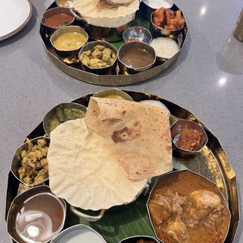 Anjappar - Veg and Chicken lunch thali - Indian Near Me - Dublin, California