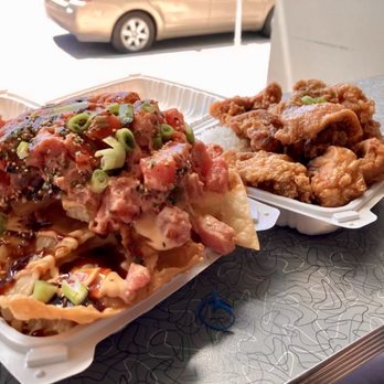 Grind Wit Tryz - Poke nachos and ono chicken with rice and macaroni - Filipino Near Me - Portland, Oregon Grind Wit Tryz - Poke nachos and ono chicken with rice and macaroni - Filipino Near Me - Portland, Oregon