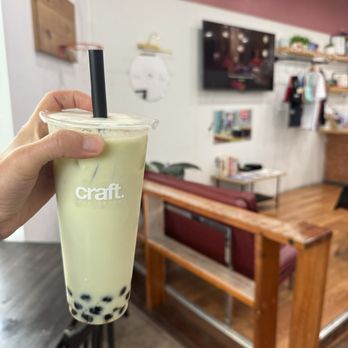 Craft Tea House - Buko Pandan Latte (green tea base) - Bubble Tea Near Me - Panorama, California Craft Tea House - Buko Pandan Latte (green tea base) - Bubble Tea Near Me - Panorama, California