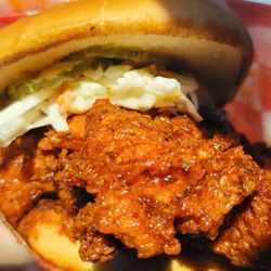 Chile Chicken Nashville Hot Chicken - Cluckin Hot Chicken Sandwich