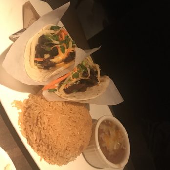 Yard House - Grilled Korean Beef Short Rib Taco with rice and refried beans - Bars Near Me - Long Beach, California