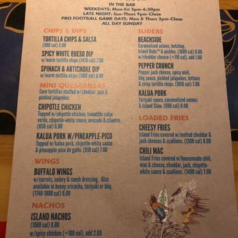 Islands Restaurant - Happy Hour Menu. Available 3-close Monday & Thursday & all day Sunday during the football season. - Sports Bars Near Me - Irvine, California