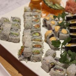 Tsunami Sushi - Half of our platter of rolls