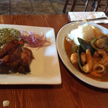 Inca's Peruvian Cuisine - Arroz con Pollo (white meat) $11, Picante de Mariscos $19 (left to right) - Latin American Near Me - Tucson, Arizona Inca's Peruvian Cuisine - Arroz con Pollo (white meat) $11, Picante de Mariscos $19 (left to right) - Latin American Near Me - Tucson, Arizona