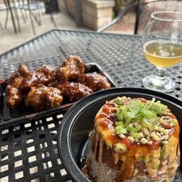 Avacado Tower and Korean Fried Chicken Wings Avacado Tower and Korean Fried Chicken Wings