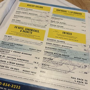 Boathouse On the Bay - Menu - Seafood Near Me - Sister Bay, Wisconsin