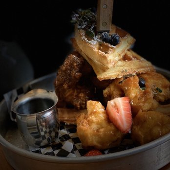 Kitchen Story - KFC & Waffles: Instagram worthy presentation. But I love popcorn chicken waffle bites more - Breakfast & Brunch Near Me - Oakland, California