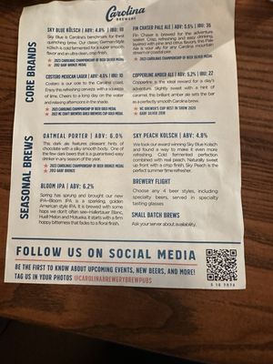 Menu photo 2 Carolina Brewery Chapel Hill, NC