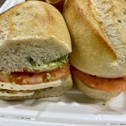 Bella Ginas Italian Deli - Mama's Delight - fresh mozzarella, tomatoes and pesto on Italian bread