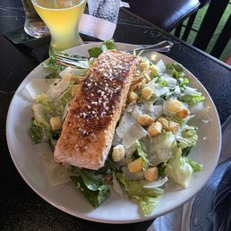 Caesar salad with crispy salmon