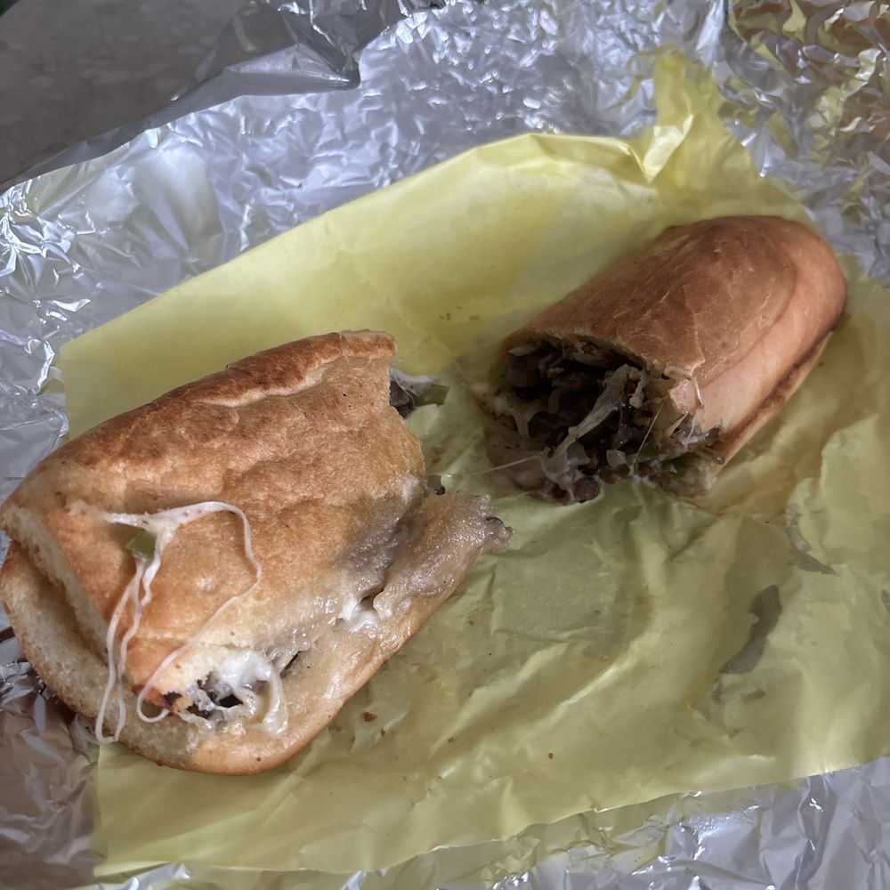 Cheesesteak with mushrooms.