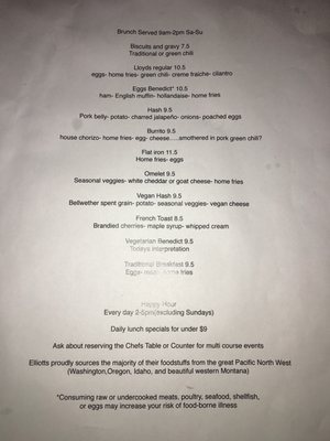 Menu photo 8 Elliotts an Urban Kitchen Spokane, WA