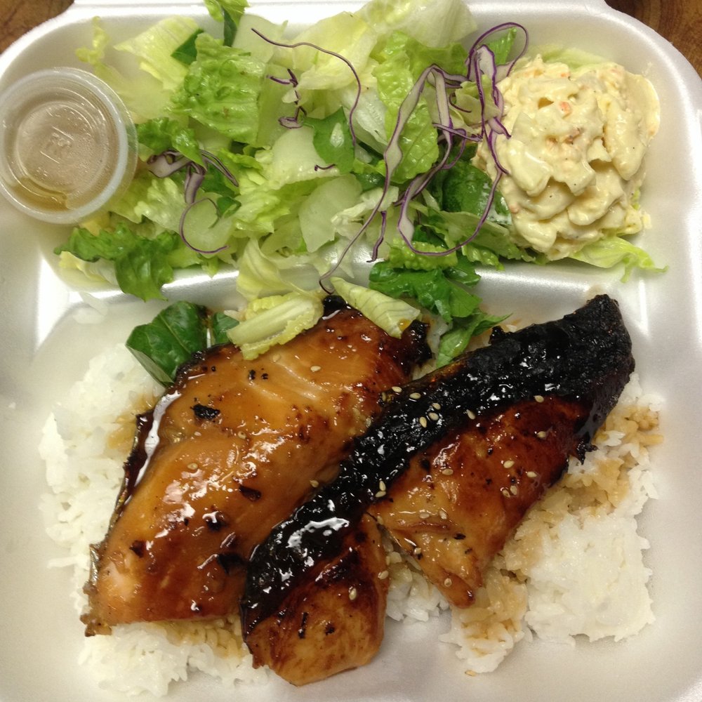 Ladybug Café - Marinated Salmon Teriyaki Plate - Japanese Near Me - Gardena, California Ladybug Café - Marinated Salmon Teriyaki Plate - Japanese Near Me - Gardena, California