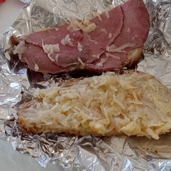 Sub Base & Bagel Place - Reuben sandwich - 2 thin slices of corned beef. - New American Near Me - Palm Coast, Florida Sub Base & Bagel Place - Reuben sandwich - 2 thin slices of corned beef. - New American Near Me - Palm Coast, Florida
