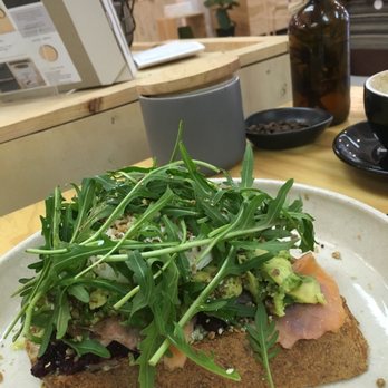 Brick + Mortar Creative - Poached egg on a breakfast toastie with avocado and salmon - Cafes Near Me - Norwood, SA