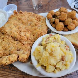 Old Bank Saloon - Chicken Fried Steak, Cowboy potatoes and Fried Okra