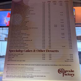 Cake menu