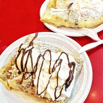 Creperie - The Famous Crepe (front) and Chocolate Lovers (back) - Creperies Near Me - New York, New York Creperie - The Famous Crepe (front) and Chocolate Lovers (back) - Creperies Near Me - New York, New York