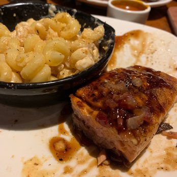 Outback Steakhouse - Bourbon Bacon Salmon with added Steakhouse Mac & Cheese side. - Steakhouses Near Me - Corpus Christi, Texas Outback Steakhouse - Bourbon Bacon Salmon with added Steakhouse Mac & Cheese side. - Steakhouses Near Me - Corpus Christi, Texas