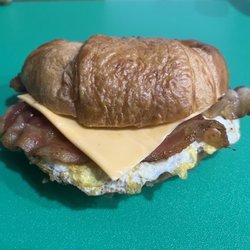 Bacon, egg and cheese croissant serve from 6:30-10 am only .