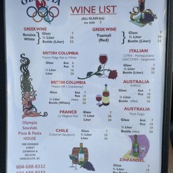 Drink menu
