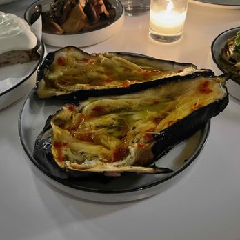 Misi - Whole Roasted Eggplant, Calabrian chili, lemon, olive oil - Italian Near Me - Brooklyn, New York Misi - Whole Roasted Eggplant, Calabrian chili, lemon, olive oil - Italian Near Me - Brooklyn, New York