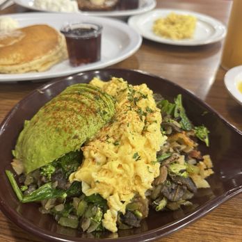 Johnny D's Waffles & Benedicts, Surfside - Veggie Skillet with eggs - Breakfast & Brunch Near Me - Surfside Beach, South Carolina Johnny D's Waffles & Benedicts, Surfside - Veggie Skillet with eggs - Breakfast & Brunch Near Me - Surfside Beach, South Carolina