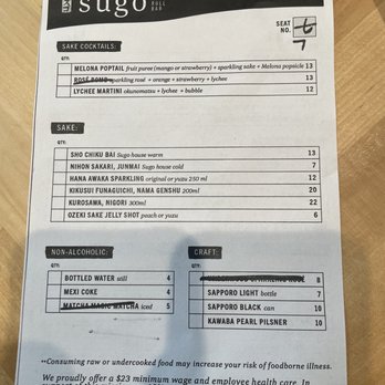 Sugo Hand Roll Bar - Menu 6/22/22 - Sushi Bars Near Me - Seattle, Washington