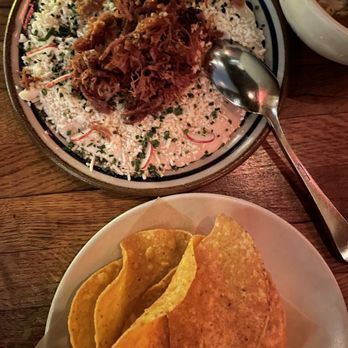DAMA - This was whipped beans with pork on top, very tasty! - Latin American Near Me - Los Angeles, California