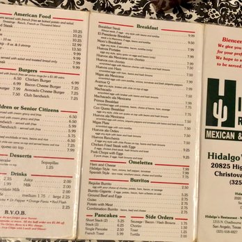 Hidalgo's Restaurant - Also have a breakfast menu and standard American food.  Steaks to hamburgers. - Mexican Near Me - Christoval, Texas