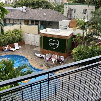 The Polynesian Residences - View of the pool from the room's balcony - Hotels Near Me - Honolulu, Hawaii The Polynesian Residences - View of the pool from the room's balcony - Hotels Near Me - Honolulu, Hawaii